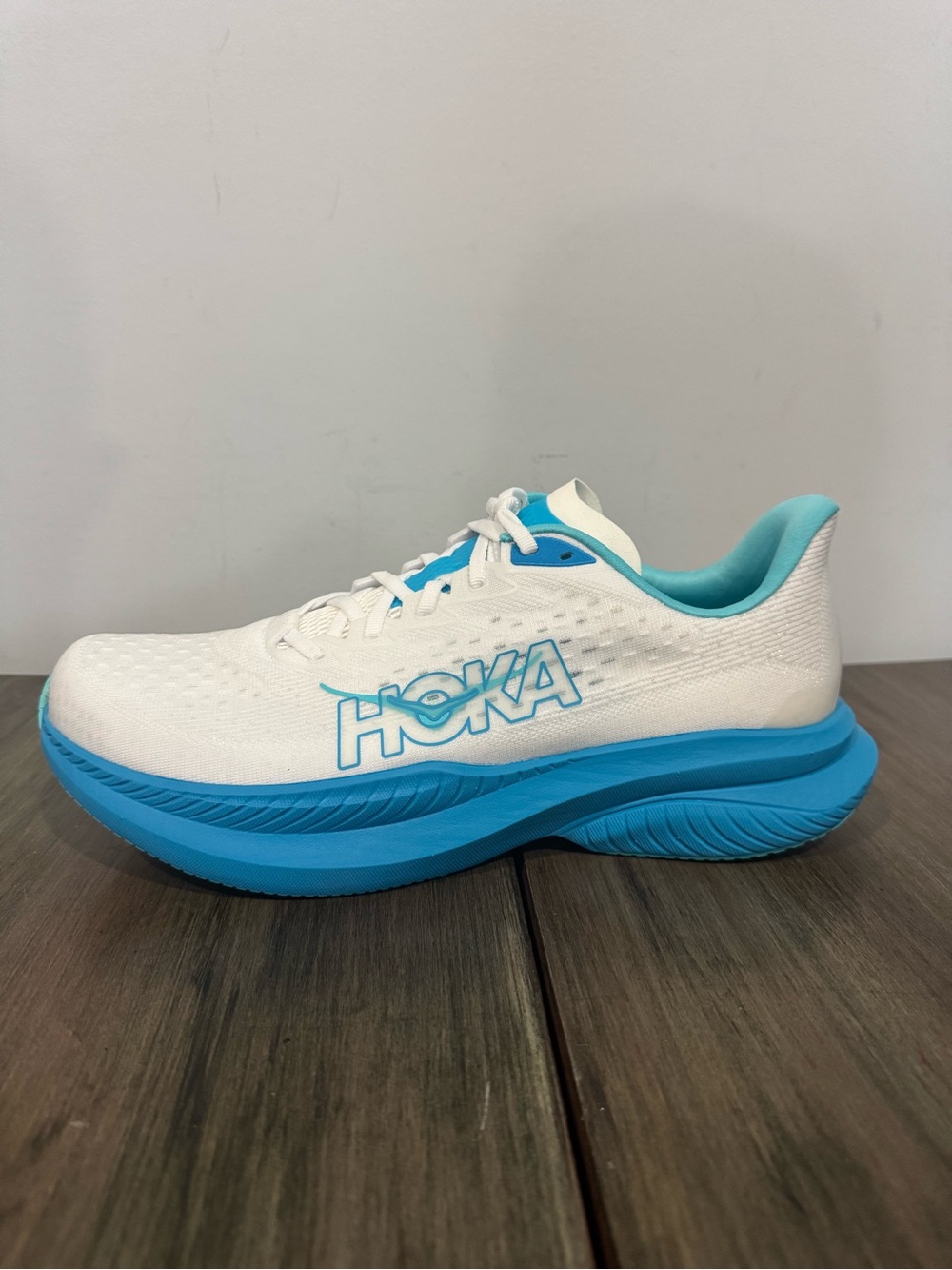 Hoka Women's White & Turquoise Athletic Running Shoe